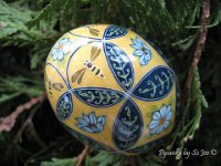 Bees Love Flowers Ukrainian Easter Egg Pysanky By So Jeo : pysanky pysanka ukrainian easter egg batik art sojeo bees flowers yellow blue